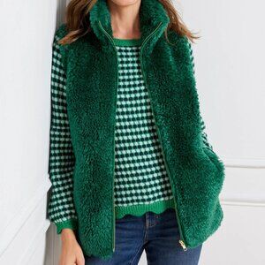 NWT Talbots Highland Green Faux Fur Vest 2X